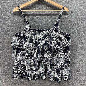 Your Best Look Tankini Top Women 14 Black Floral Push Up Ruffle Sleeveless